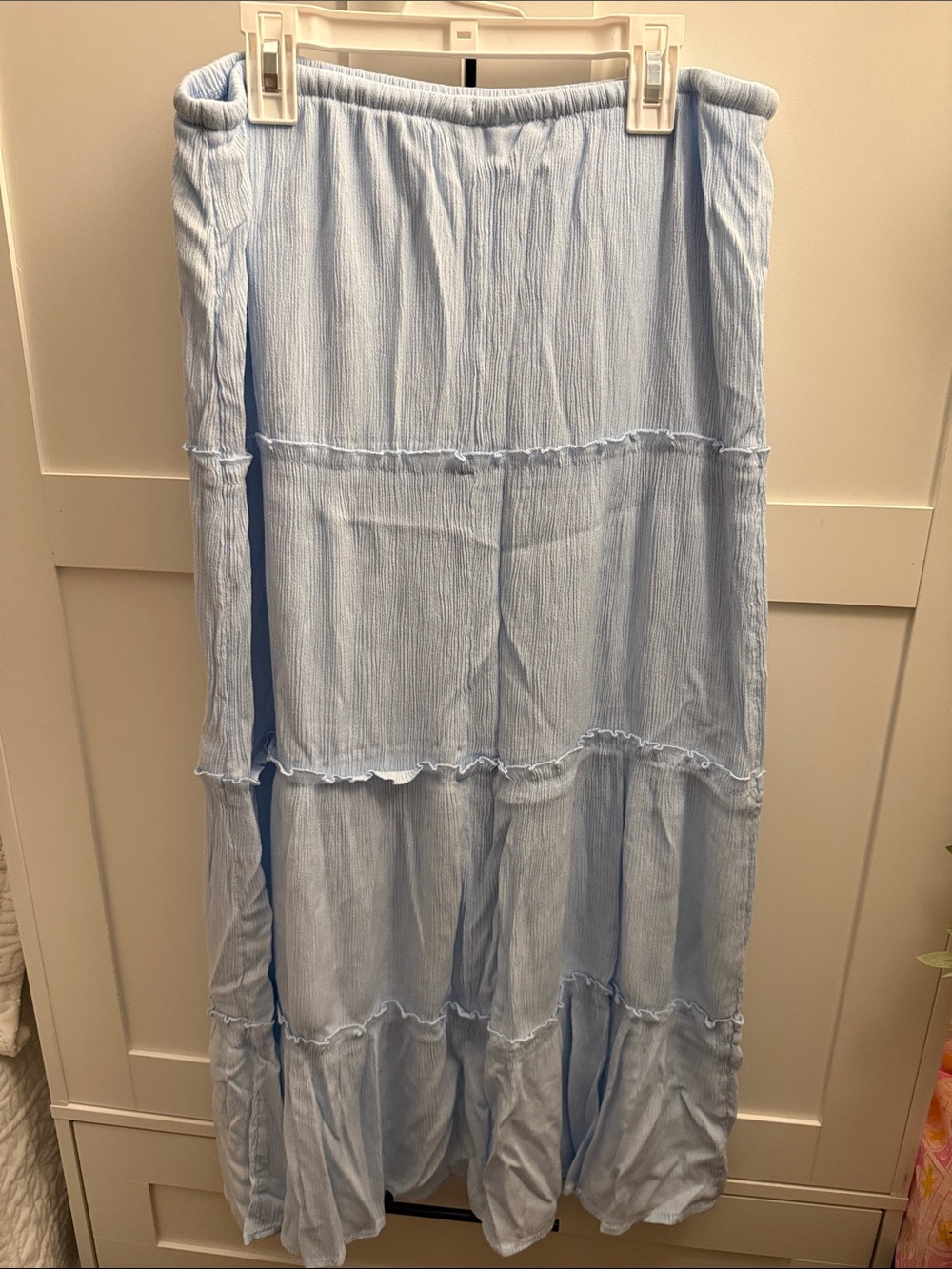 Light Blue Tiered Maxi Skirt - Picture 2 of 2